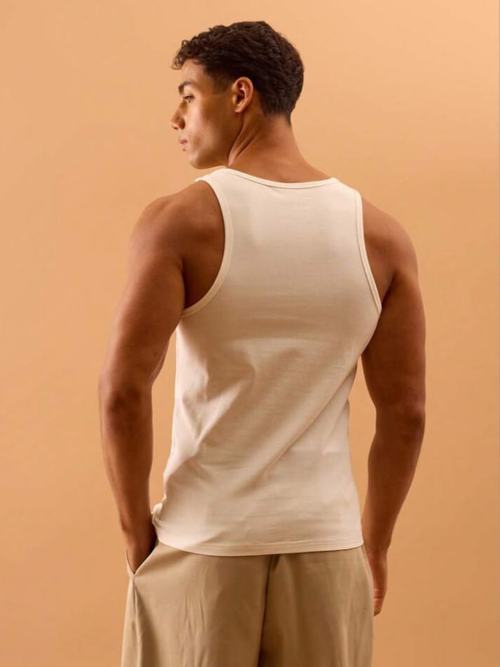 SWAVVY Men's Musero Ribbed Metal Detail Fastening Tank Top